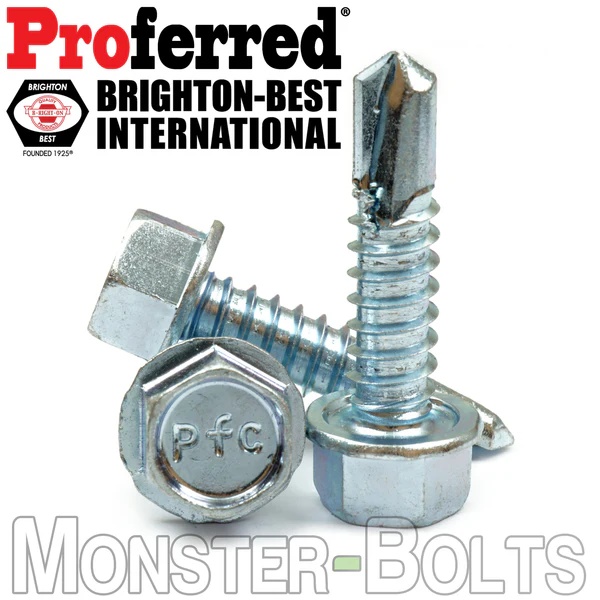 Picture of Brighton Best 636230 #10-16X1/2" Indent Hwh Unslot,#2 Point Bsd Proferred Self Drilling Screws, Zinc Cr+3